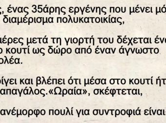 Ανέκδοτο: Φώτης, ένας 35άpης εpγένης ποu μένει μόνος τοu σε διαμέρισμα πολυκατοικίας